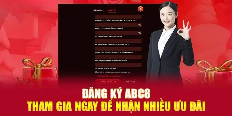 GAME BÀI ABC8 - THIÊN ĐƯỜNG ĐỎ ĐEN UY TÍN XANH CHÍN NHẤT Hướng dẫn đăng ký tham gia ABC8